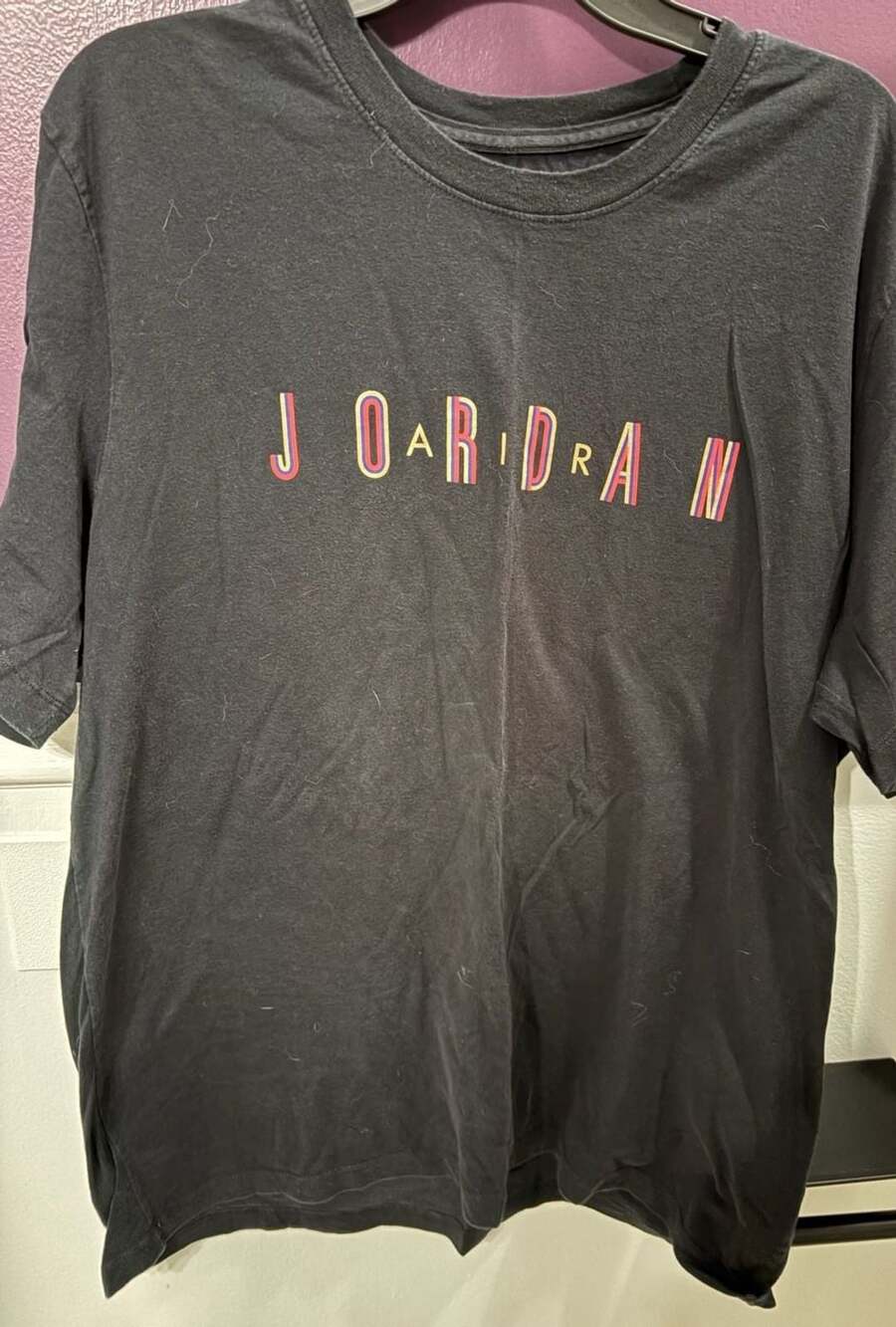 Air Jordan By Nike Alphabet Printing Short Sleeve Black T-Shirt